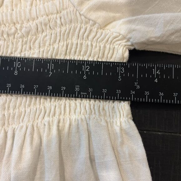 NWT FAHERTY Ramona Organic Cotton Shift Dress Egret White Puff Sleeve Top Small‌ - Picture 12 of 14